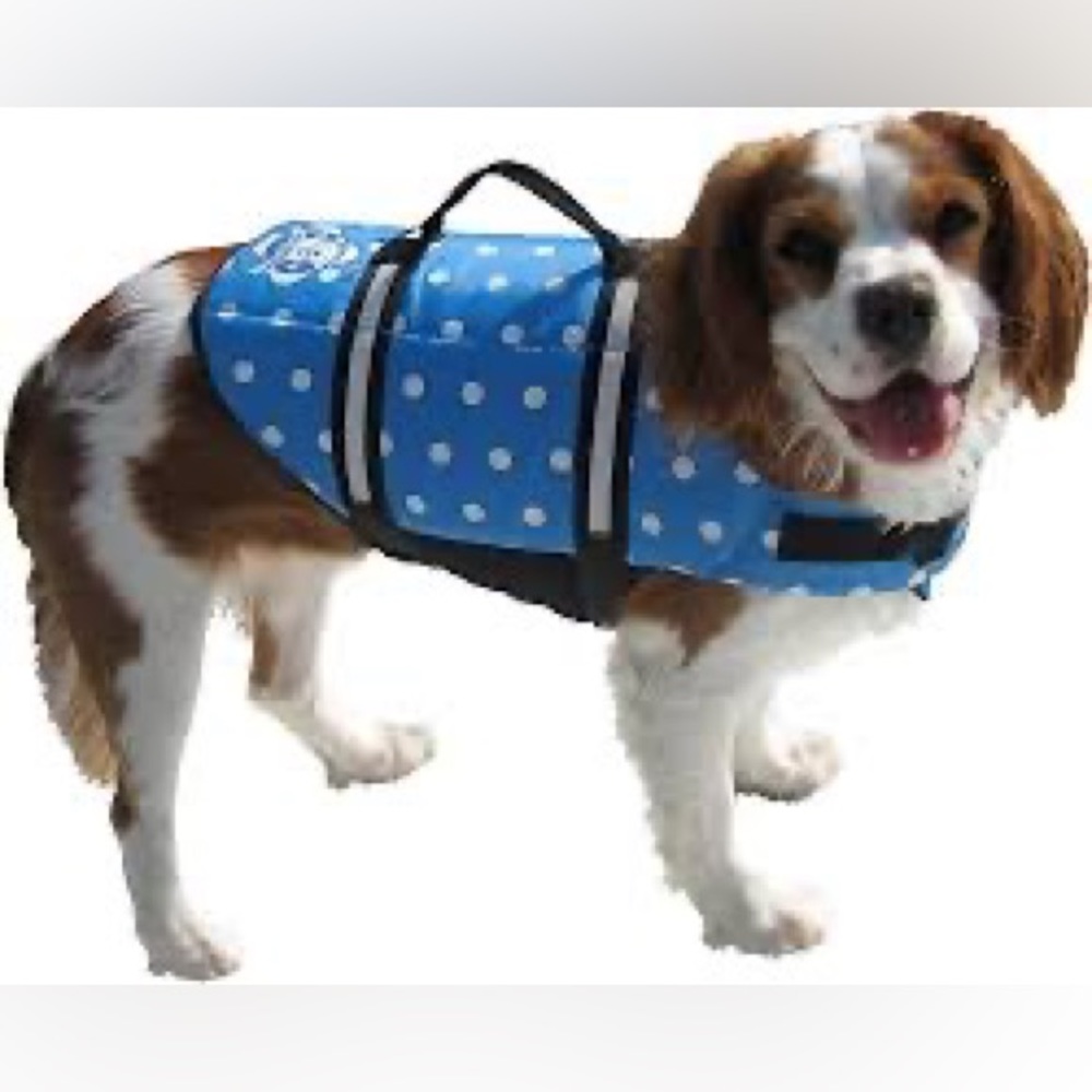 Paws Aboard Extra Small Designer Doggy Life Jacket, Blue Polka Dot NWOT Sz XS
